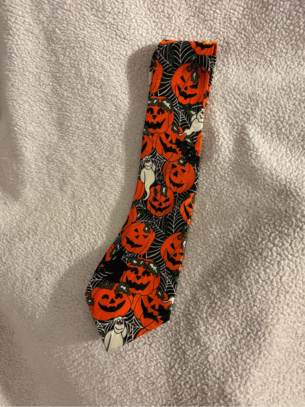 Vintage Halloween Pumpkin Neck Tie - Orange and Black Costume Witch Ghost